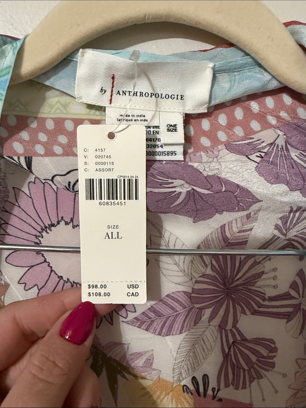 Anthropologie Floral Duster with Lavender and Sky Blue Accents - Picture 2 of 7